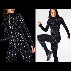 Sweaty Betty XS Black Dot Reflective Print Power Jacket & Size S Leggings Set